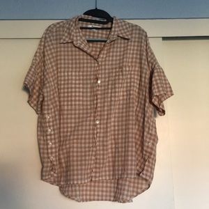 Cute Madewell courier shirt, light brown plaid